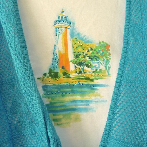 ALFRED DUNNER CROCHET CARDIGAN AND TANK SET LARGE - Picture 9 of 11